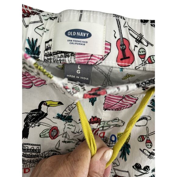 Old Navy Women Teen L Pajama Bottom Sleep Pants Tropical Cotton NWOT - Picture 2 of 4